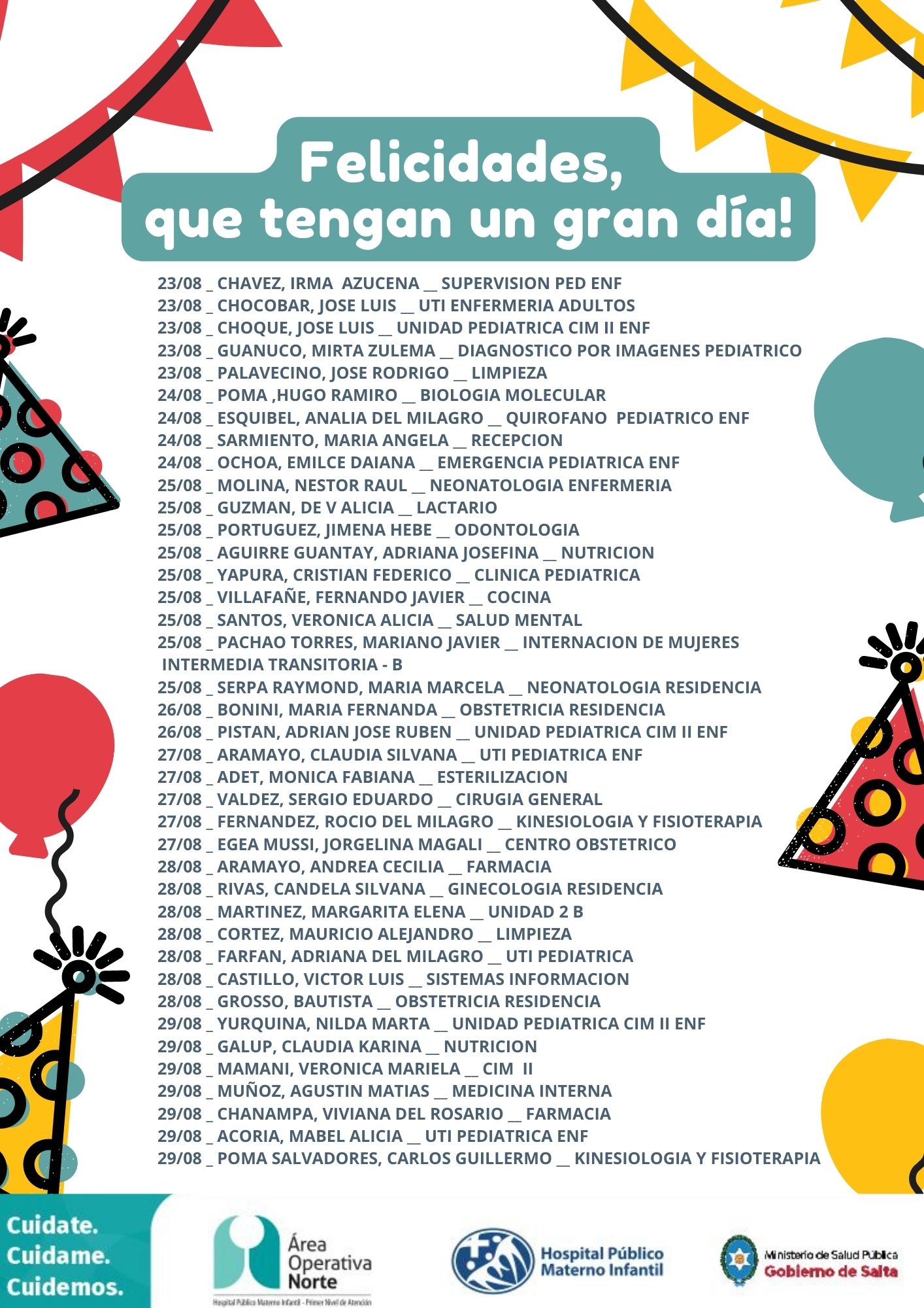 Cumpleaños semana 23-08 al 29-08