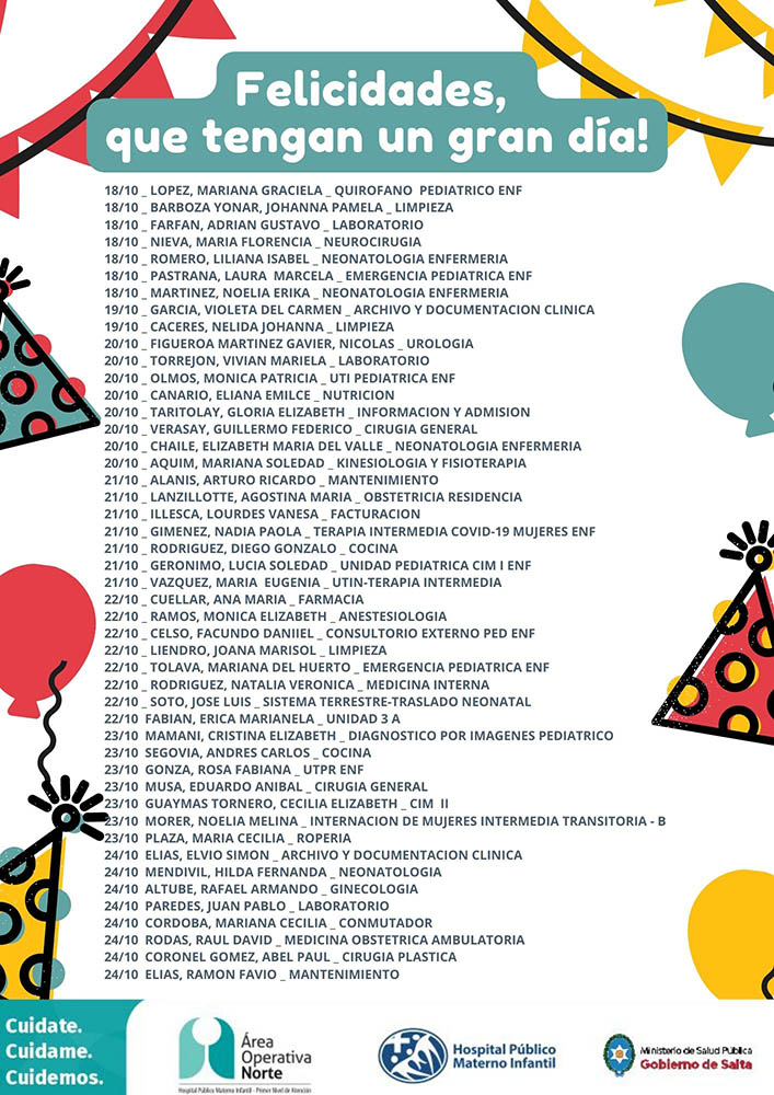 Cumpleaños semanales - 18/10
