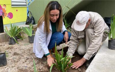 Agentes del HPMI mejoran el ambiente de «Los patios que curan el alma» con plantines
